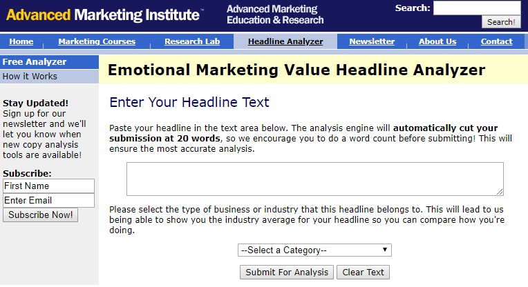SEO tool: Emotional Headline Analyzer 